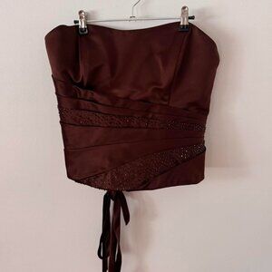 Brown Satin Corset Top